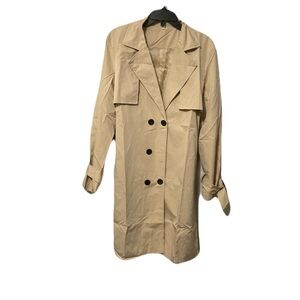 Source Unknown Beige Double-Breasted Trench Coat